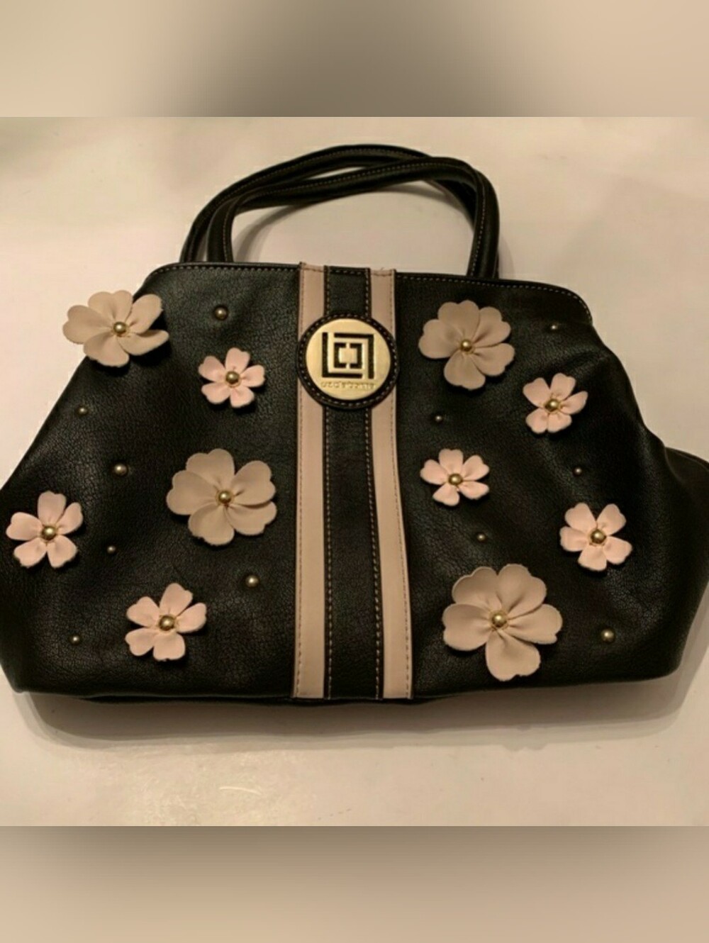 Liz Claiborne, Black With Pink Flowers Purse